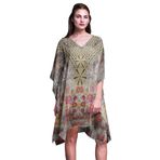 Phagun Plaj Kaftan Bikini Örtü Midi Kısa Kaftan Pembe Kadın Elbise