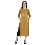 Phagun Rayon Gota Patti Uzun Tasarımcı Kurti Hint Etnik Katı Kurta Sarı Kadın Elbise