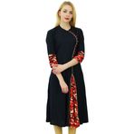 Phagun Suni İpek Düz Desenli Kurti Etnik Tasarımcı Kurta Günlük Siyah Kadın Elbise
