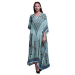 Phagun Tribal Afrikalı Büyük Beden Kaftan Plaj Örtüsü Kimono Açık Mavi Kadın Elbise