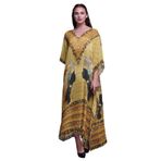 Phagun Tribal Afrikalı Büyük Beden Kaftan Plaj Örtüsü Kimono Bal Turuncu Kadın Elbise