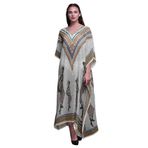 Phagun Tribal Afrikalı Büyük Beden Kaftan Plaj Örtüsü Kimono Beyaz Kadın Elbise