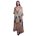 Phagun Tribal Afrikalı Büyük Beden Kaftan Plaj Örtüsü Kimono Soluk Turuncu Kadın Elbise