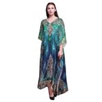 Phagun Uzun Plaj Kaftan Bikini Örtü Maksi Mavi Kadın Elbise