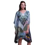 Phagun Yeşil Tavuskuşu Mughal Kaftan Tatil Ev Kıyafeti Midi Plaj Örtüsü Açık Lavanta Mavisi Kadın Elbise