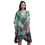 Phagun Yeşil Tavuskuşu Mughal Kaftan Tatil Ev Kıyafeti Midi Plaj Örtüsü Nane Yeşili Kadın Elbise