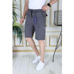 PHANTOM JEANS Erkek Gri Likralı Gabardin Şort Kargo Cepli Pamuklu Beli Lastikli Bağcıklı Basic Şort