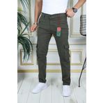 PHANTOM JEANS Erkek Haki Likralı Kargo Pantolon Esnek Gabardin/kanvas Körüklü Cep Komando Kargo Cep Şık Pantolon