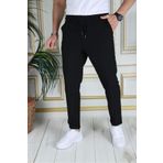 PHANTOM JEANS Erkek Kumaş Pantolon İtalyan Kesim Siyah Kaliteli Esnek Slim Fit Likralı Lastikli Duble Paça