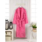 Philippus Kadın Asiya Kadife Jakarlı Şalyaka Bornoz - 3XL - Pembe