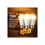 Philips 13W 1521 Lümen LED Ampul Doğal Sarı Işık Göz Yormayan EyeComfort 3’lü Set