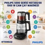 Philips 1900W, 5000 Serisi HD7360/00 Çay Makinesi, 2.2 Litre, Çay ve Mama Suyu Hazırlama, - Siyah