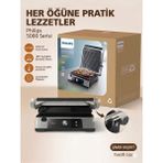 Philips 2200 Watt Gücünde 180 Derece Tam Açılabilir Çıkarılabilir Plakalı Yükseklik Ayarlı Elektrikli Izgara ve Tost Makinesi - Gümüş