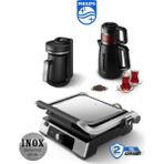 Philips 2200W Hızlı Pişirme Için Yüksek Güç, Çıkarılabilir Yapışmaz Plakalar 5000 Serisi Izgara ve Tost Makinesi+Türk Kahve Makinesi + Çay Makinesi 1700W + Mutfak Tartısı - Inox