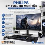 Philips 27" 1 Ms Full Hd IPS 100 Hz Monitör - VA MONİTÖR - Siyah
