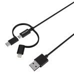 Philips 3 In 1 Micro Usb Lightining Type-C Hızlı Şarj Ve Data Kablosu 2 M Dlc3106T Siyah
