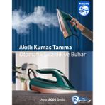 Philips 3000 W Güç, 70 G/dk Sürekli Buhar, 240 G Şok Buhar Azur 8000 Optimaltemp Teknolojisi ile Kumaşa Göre Isı Ayarı Özelliğine Sahip Buharlı Ütü