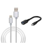 Philips 3A 60W Usba To Type-C 1.2M Hizli Sarj Ve Data Kablosu Beyaz + Schitec Type-C To Usba 3.0 Otg Donusturucu Adaptor