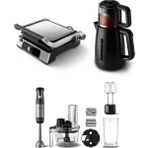 Philips 3'lü Çeyiz Seti (HD6301/90 Tost Makinesi + HD7301/00 Çay Makinesi + HR2695/01 Blender Seti) - Siyah
