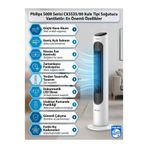 Philips 5000 Serisi Kule Fan - 28 Db Sessiz Soğutma, Aroma Difüzörlü, 60 Derece Salınımlı, Dokunmatik Ekran, Çocuk Kilitli, Doğal Rüzgar Etkili, Kumandalı 40W Soğutucu Serinletici Vantilatör,