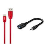 Philips 5A 100W Usba To Type-C 1.8 M Hizli Sarj Ve Data Kablosu Kirmizi + Schitec Type-C To Usba 3.1 Otg Donusturucu Adaptor