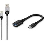 Philips 5A 100W Usba To Type-C Orgulu 1.2M Hizli Sarj Ve Data Kablosu Gri + Schitec Type-C To Usba 3.0 Otg Donusturucu Adaptor