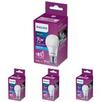 Philips 75W Led Ampul, 6500K Beyaz Işık, E27 Normal Duy 4lü paket