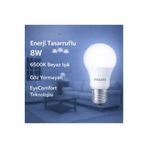 Philips 8 W LED Ampul Beyaz Işık 6500K Enerji Tasarruflu E27