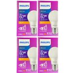 Philips 8W (60W) 2700K (Sarı Işık) E27 Duylu Klasik Led Ampul (4 Adet)