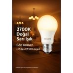 Philips 8W Doğal Sarı 2700K E27 LED Ampul – Abajur & Avize İçin Huzur Veren Işık