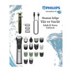 Philips 9000 Serisi Saç Sakal Vücut Kulak Ve Burun Hepsi Bir Arada Islak Kuru Kullanımlı 16 Parça Profesyonel Erkek Bakım Seti+ One Blade + Taşıma Çantası