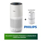 Philips 98 M² Etki Güçlü Wi-Fi Bağlantılı Hava Temizleyici Sigara Dumanı Ve Kötü Kokuları Hızla Süzen Aktif Karbon Filtreli Cihaz +Hava Nemlendirici, Modern Tasarımlı Hassas Mutfak Tartısı Hediye (On
