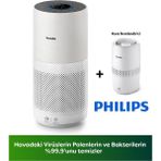 Philips 98 M2 Etki Güçlü Wi-Fi Bağlantılı Hava Temizleyici Sigara Dumanı ve Kötü Kokuları Hızla Süzen Aktif Karbon Filtreli Cihaz +Hava Nemlendirici - Beyaz