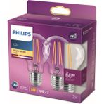 Philips A60 LED Classic 60W E27 Non-Dim 2'li Ampul - 2700K - Sarı Işık - Beyaz - 1 - 10 W