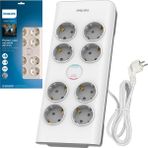 Philips Akım Korumalı Priz 2 mt Uzunlukta Sekizli SPN-7080WA Beyaz Anahtarlı Özellikli