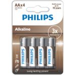 Philips Alkalin 4 Adet AA Kalem Pil 1.5V Elektronik Cihazlar İçin Güç Kaynağı