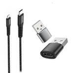 Philips Apple Mfi Lisanslı 6a 100w Usb-c To Lightning 2metre Data Ve Şarj Kablosu Dlc5206l/00 + Schitec Usba To Type-c 3.1 Otg Çev Siyah