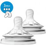 Philips Avent Natural Biberon Emziği Silikon 3 Delik Akış ile 2'li Set +3 Ay Kullanım