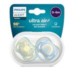 Philips Avent Ultra Air Emzik, Erkek Bebekler için 0-6 Ay, 2’li Paket, Ortodontik Silikon, Geniş Hava Delikli, Mikrodalga Sterilize Edilebilir, BPA İçermez, Taşıma Kutulu, SCF085/58