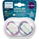Philips Avent Ultra Air Gece Emziği 6-18 Ay, 2'li Kız, SCF376/14 - 6 - 18 Ay - Çok Renkli