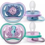 Philips Avent Ultra Air Silikon Emzik 6-18 Kız SCF085/61 Ay Renkli 2li Set Ortodontik Özellikli