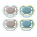 Philips Avent Ultra Hava Emziği - 4 x Hafif, Nefes Alabilir Bebek Emziği 18 Ay Artı, BPA İçermeyen Sterilizatör Taşıma Çantası (Model SCF349/25)