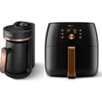 Philips BXA0014 (HDA150/60 Türk Kahvesi + HD9867/90) Premium Airfryer XXL Fritöz 6 lt Tek Hazne Yağsız Pişirme Teknolojisi ile Otomatik Kapanma