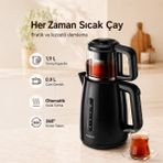 Philips Cam Demlikli Elektrikli Çay Makinesi Çaycı 1.9 Litre Geniş Hazneli Su Isıtıcı Kettle 1700 W Hızlı Kaynatma - Sağlıklı Cam Demlik ve Damlatmaz Servis - Siyah