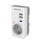 Philips CHP8010W Beyaz 380J 2xUSB-A 1xUSB-C PD QC 3.0 Tekli Akım Koruma Priz