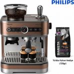 Philips Çift Çekirdek Hazneli Yarı Otomatik Espresso Makinesi, Öğütücülü Kahve Hazırlama, Güçlü Buhar Çubuğu ve Pratik Mutfak Kullanımı Yüksek Performans, Kompakt Tasarım, Kolay Temizlik - Altın - Siyah
