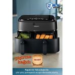 Philips Çift Hazneli Büyük Hacim – 6 L + 3 L ile Maksimum Esneklik 3000 Serisi Çift Hazneli Airfryer & Fritöz-Dokunmatik Dijital Kontrol Paneli – 8 Ön Ayar ile Kullanım Kolaylığı - Siyah - Gri