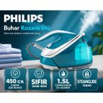 Philips Çıkarılabilir Hazneli Kompakt Plus Buhar Kazanlı Ütü, 6,5 Bar Basınç, 430 G Şok Buhar, 1,5 L Su Haznesi, Pratik Kullanım ve Güçlü Kırışıklık Açma Performansı - Mavi