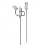 Philips DLC2608SR Beyaz 3'ü 1 Arada Örgü Şarj ve Data Kablosu