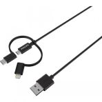 Philips DLC3106T MFI Apple Lisanslı 3in1 Micro USB Lightining Type C 2 mt Siyah Şarj ve Data Kablosu
